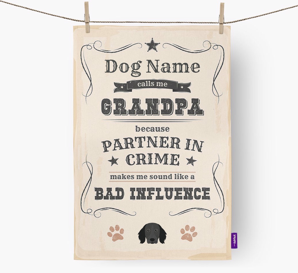 Bad Influence Grandpa: Personalized {breedFullName} Dish Towel
