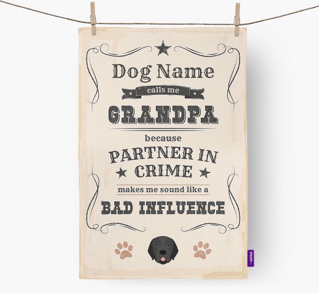Bad Influence Grandpa: Personalised {breedFullName} Tea Towel