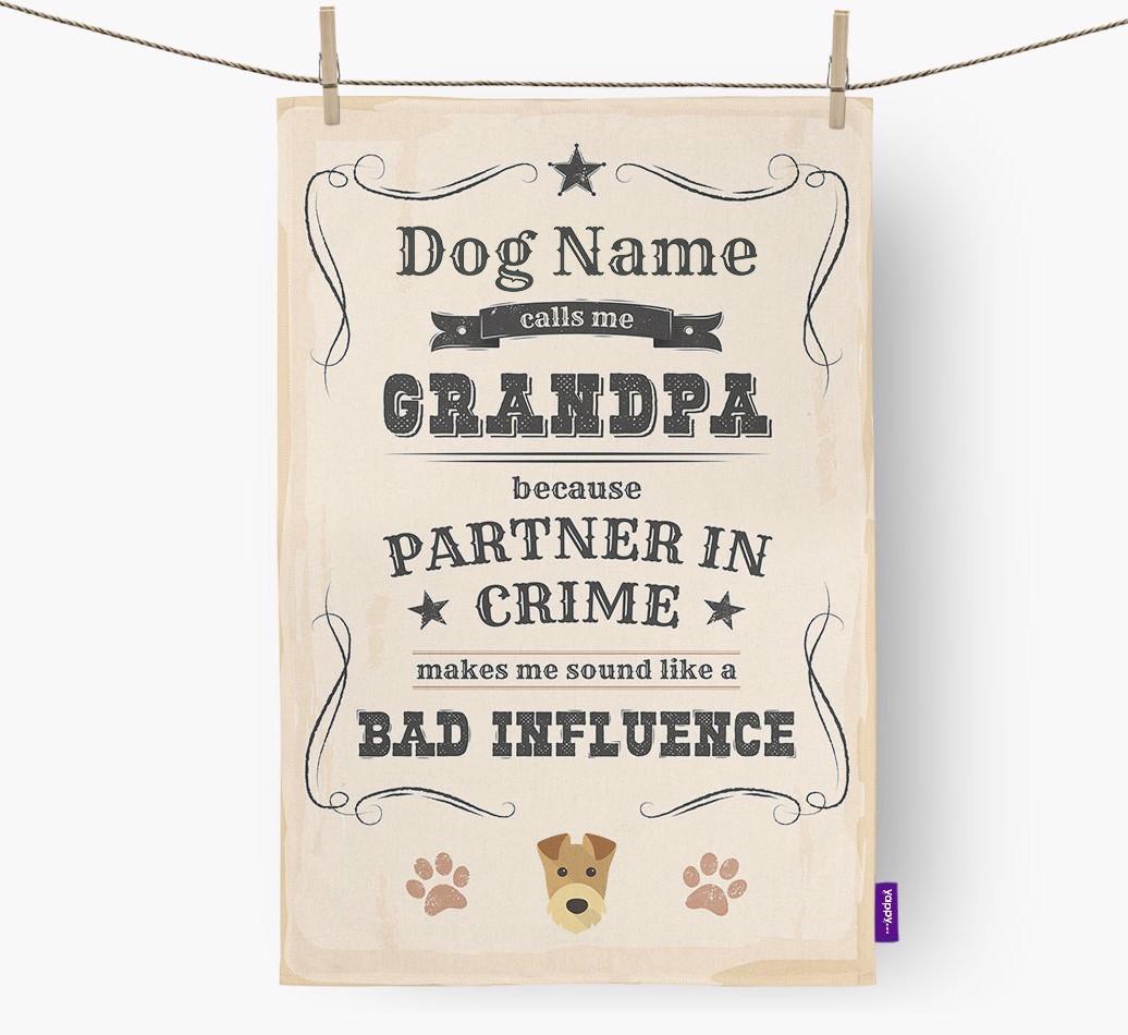 Bad Influence Grandpa: Personalized {breedFullName} Dish Towel