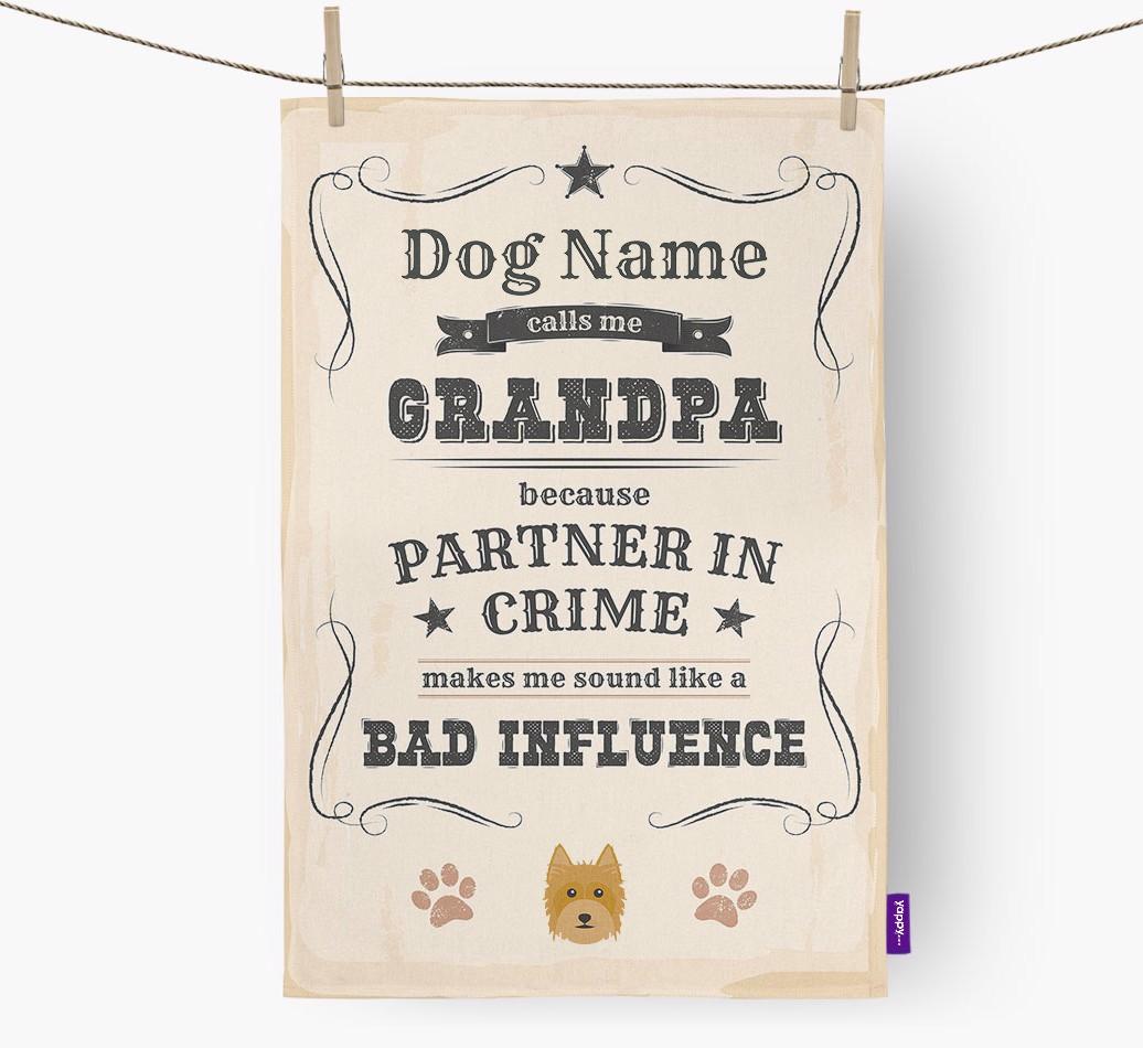 Bad Influence Grandpa: Personalized {breedFullName} Dish Towel