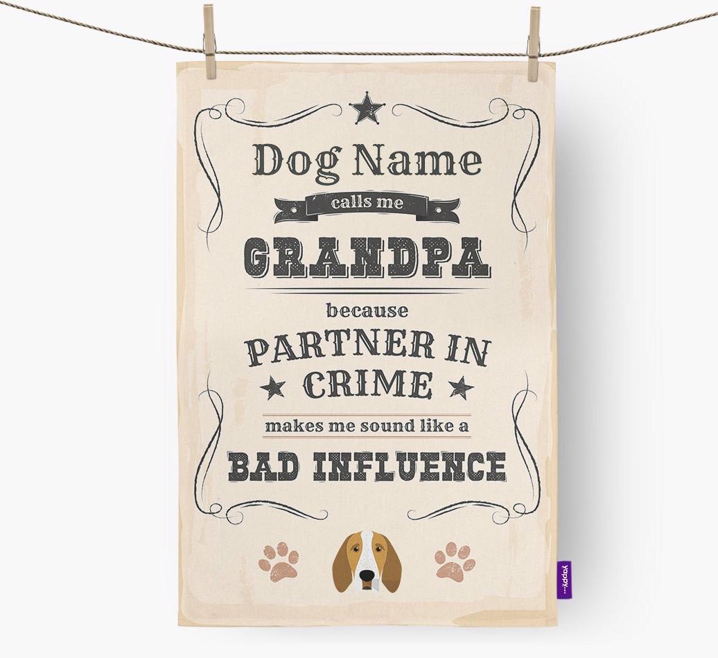 Bad Influence Grandpa: Personalized {breedFullName} Dish Towel