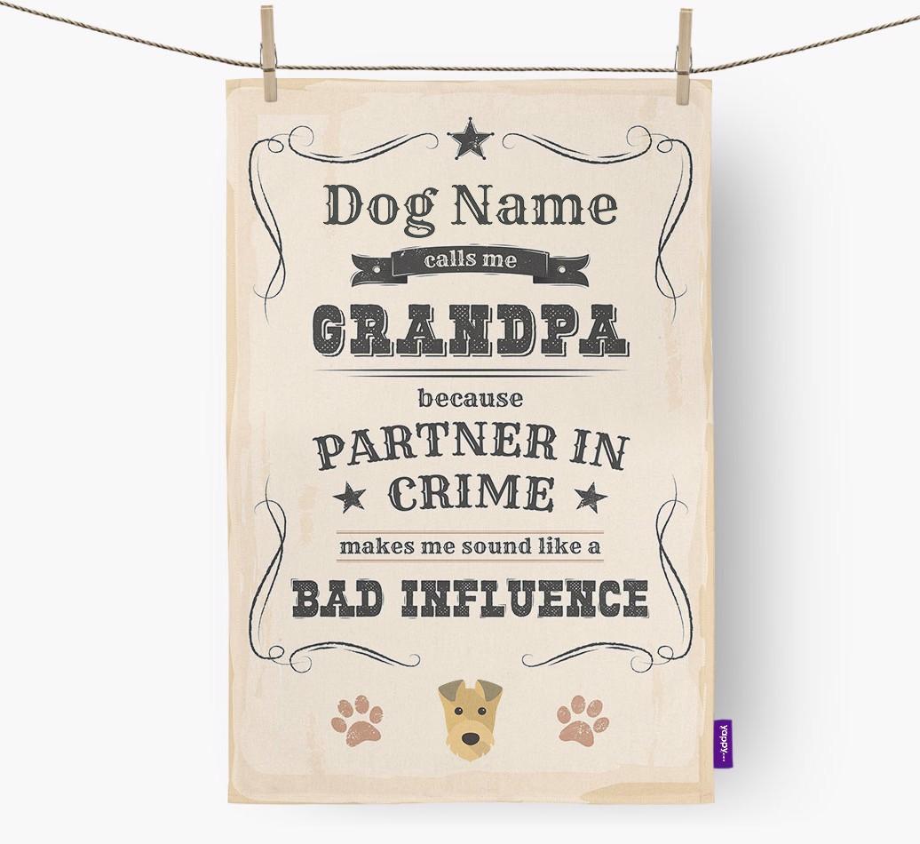 Bad Influence Grandpa: Personalized {breedFullName} Dish Towel