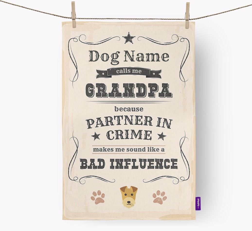 Bad Influence Grandpa: Personalized {breedFullName} Dish Towel