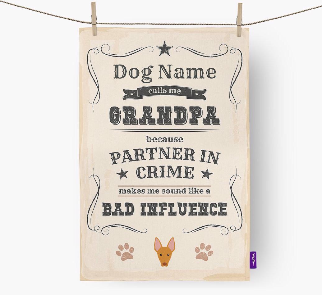 Bad Influence Grandpa: Personalised {breedFullName} Tea Towel