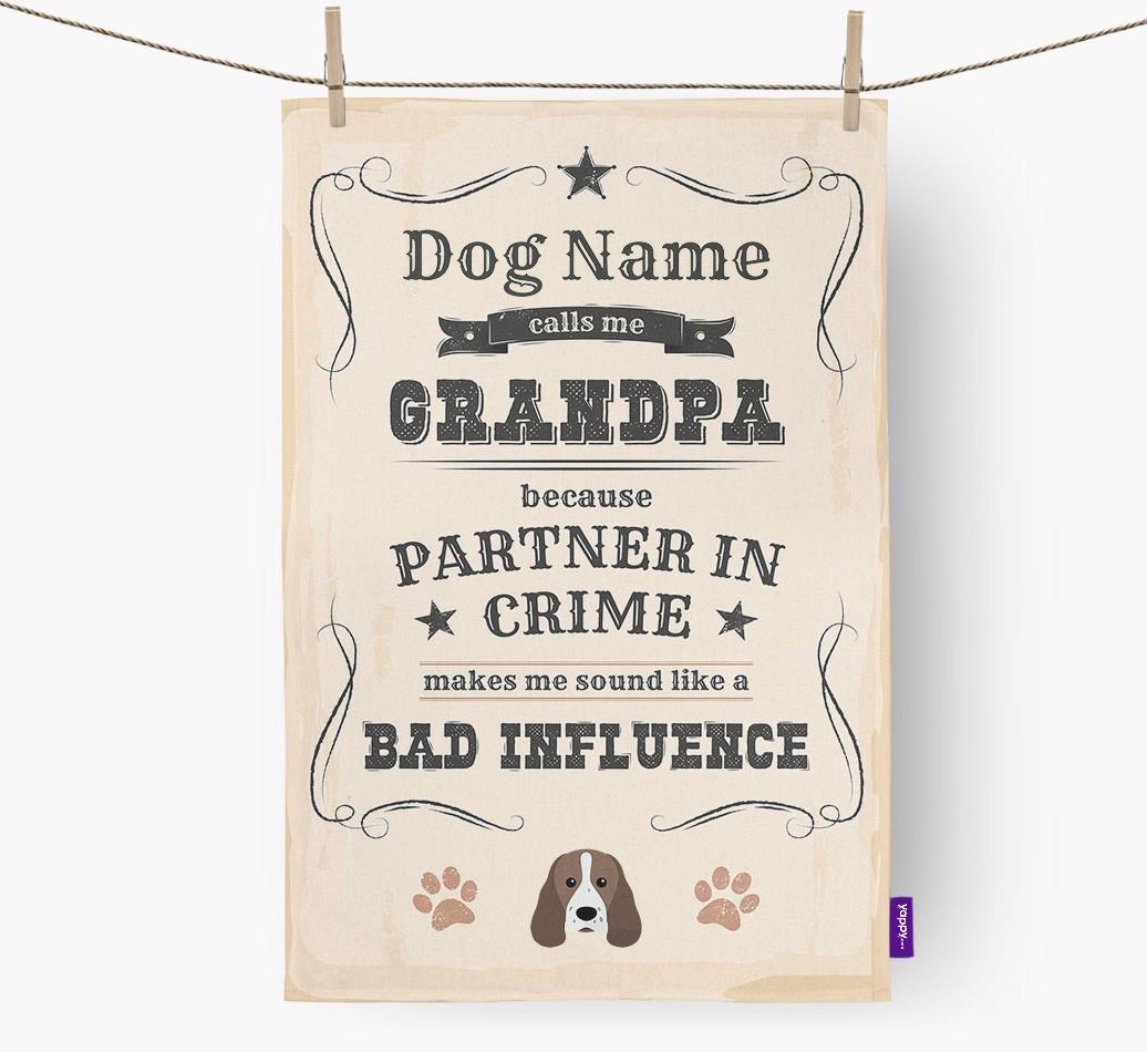 Bad Influence Grandpa: Personalized {breedFullName} Dish Towel