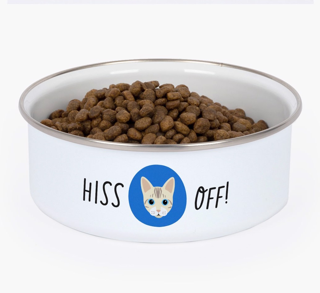 Hiss Off: Personalised {breedCommonName} Enamel Cat Bowl