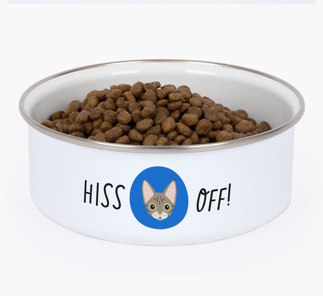 Hiss Off: Personalised {breedCommonName} Enamel Cat Bowl
