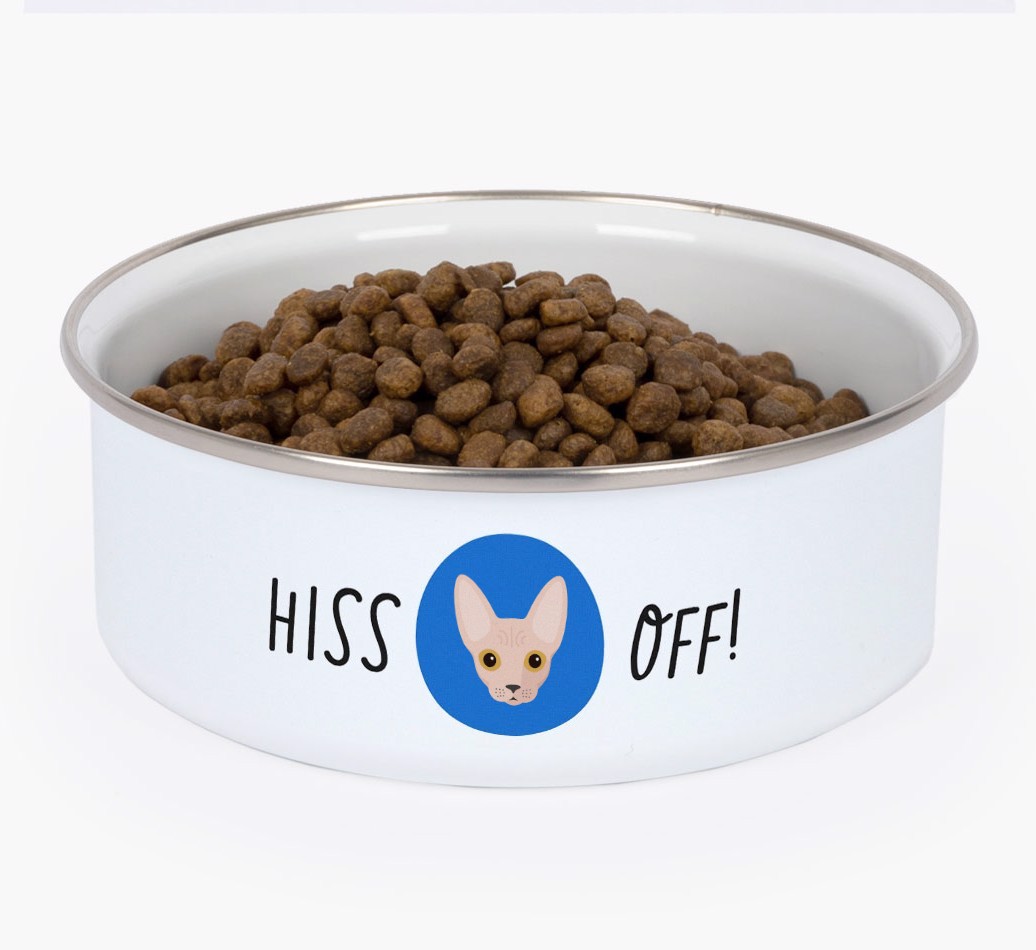 Hiss Off: Personalised {breedCommonName} Enamel Cat Bowl