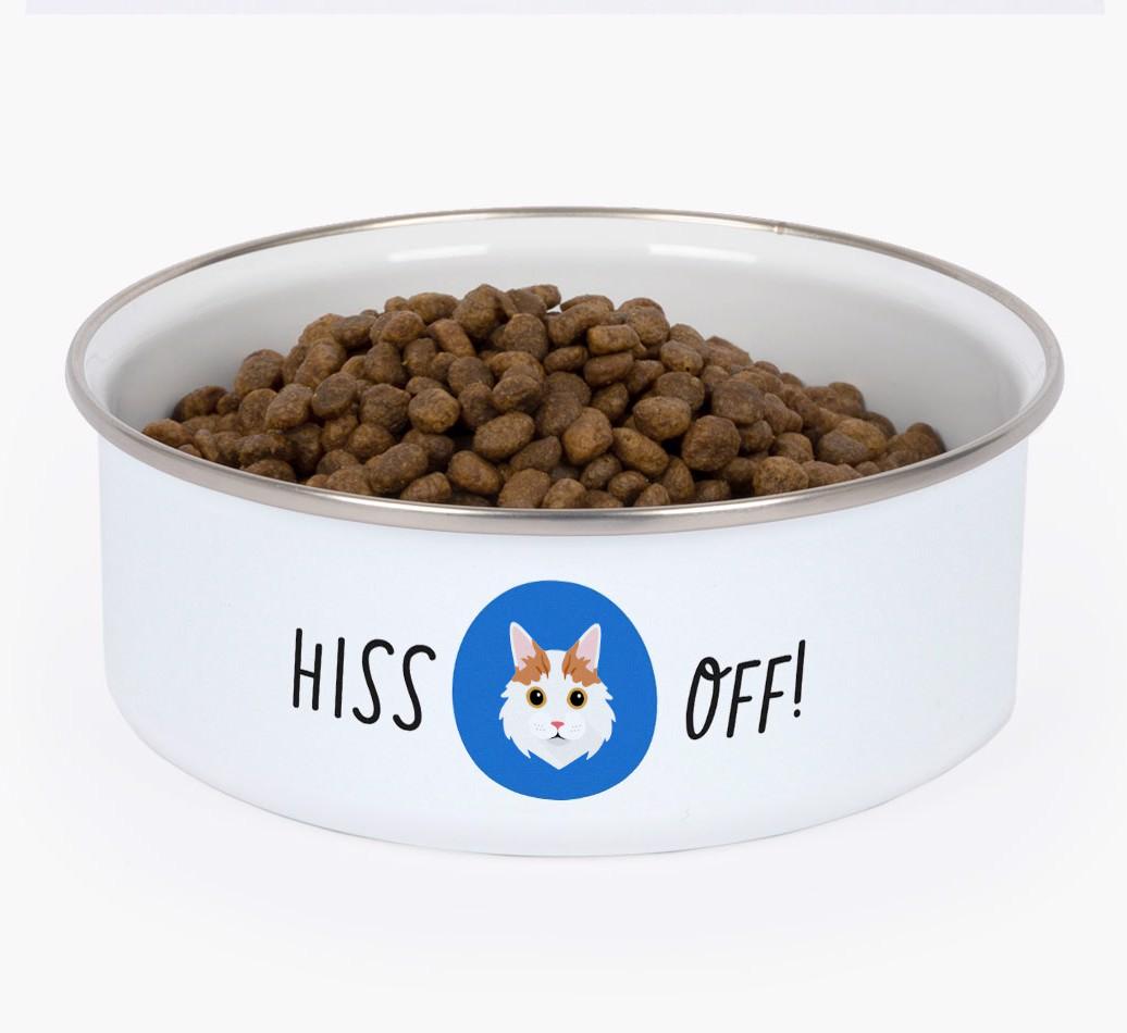 Hiss Off: Personalized {breedFullName} Enamel Cat Bowl
