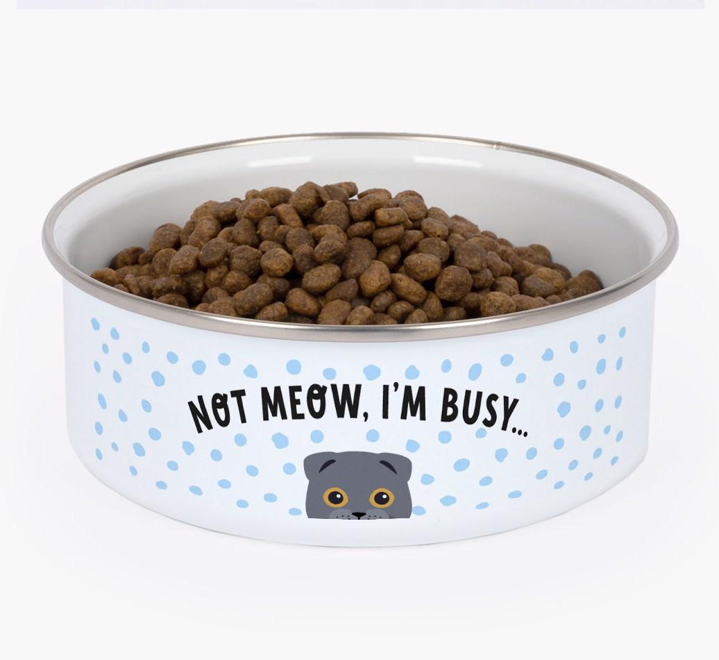 Not Meow, I'm Busy: Personalized {breedFullName} Enamel Cat Bowl