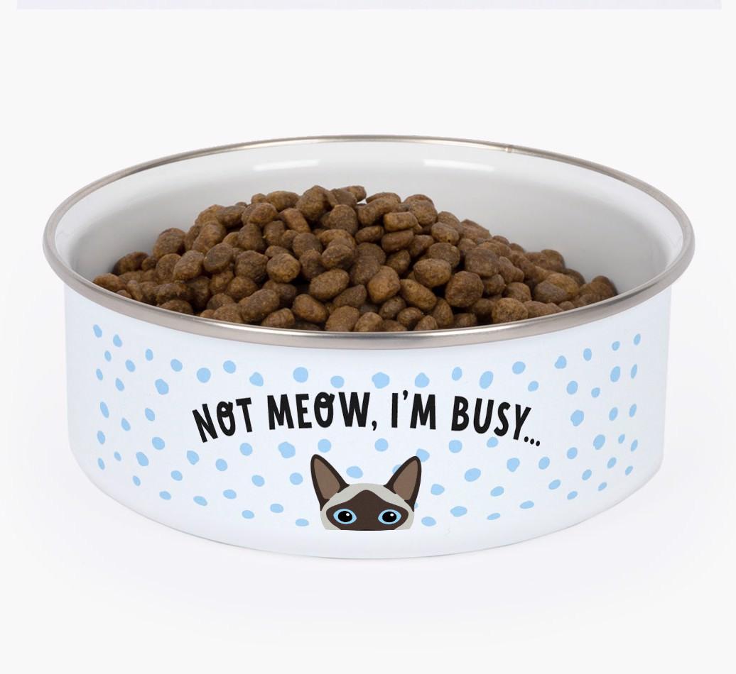 Not Meow, I'm Busy: Personalized {breedFullName} Enamel Cat Bowl