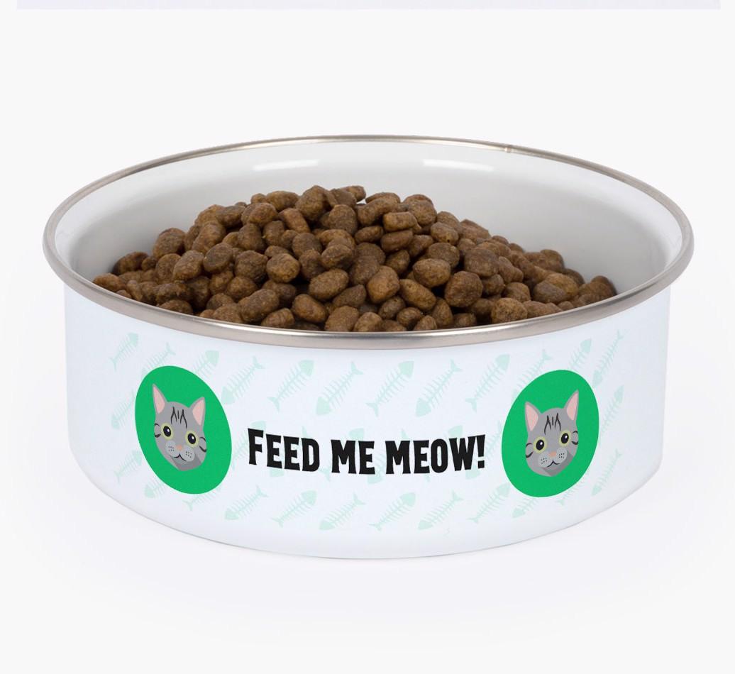 Feed Me Meow: Personalized {breedFullName} Enamel Cat Bowl