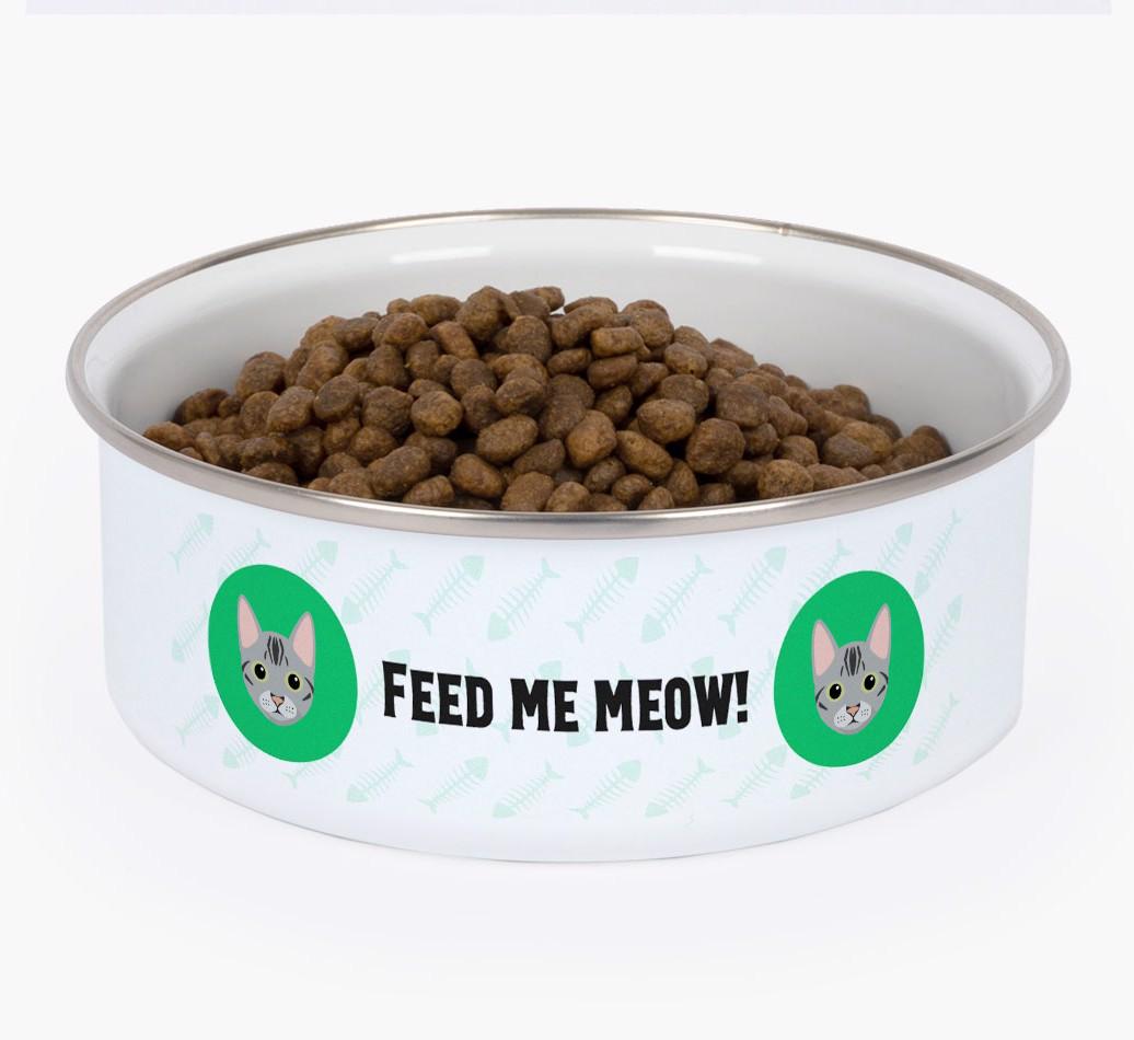 Feed Me Meow: Personalized {breedFullName} Enamel Cat Bowl
