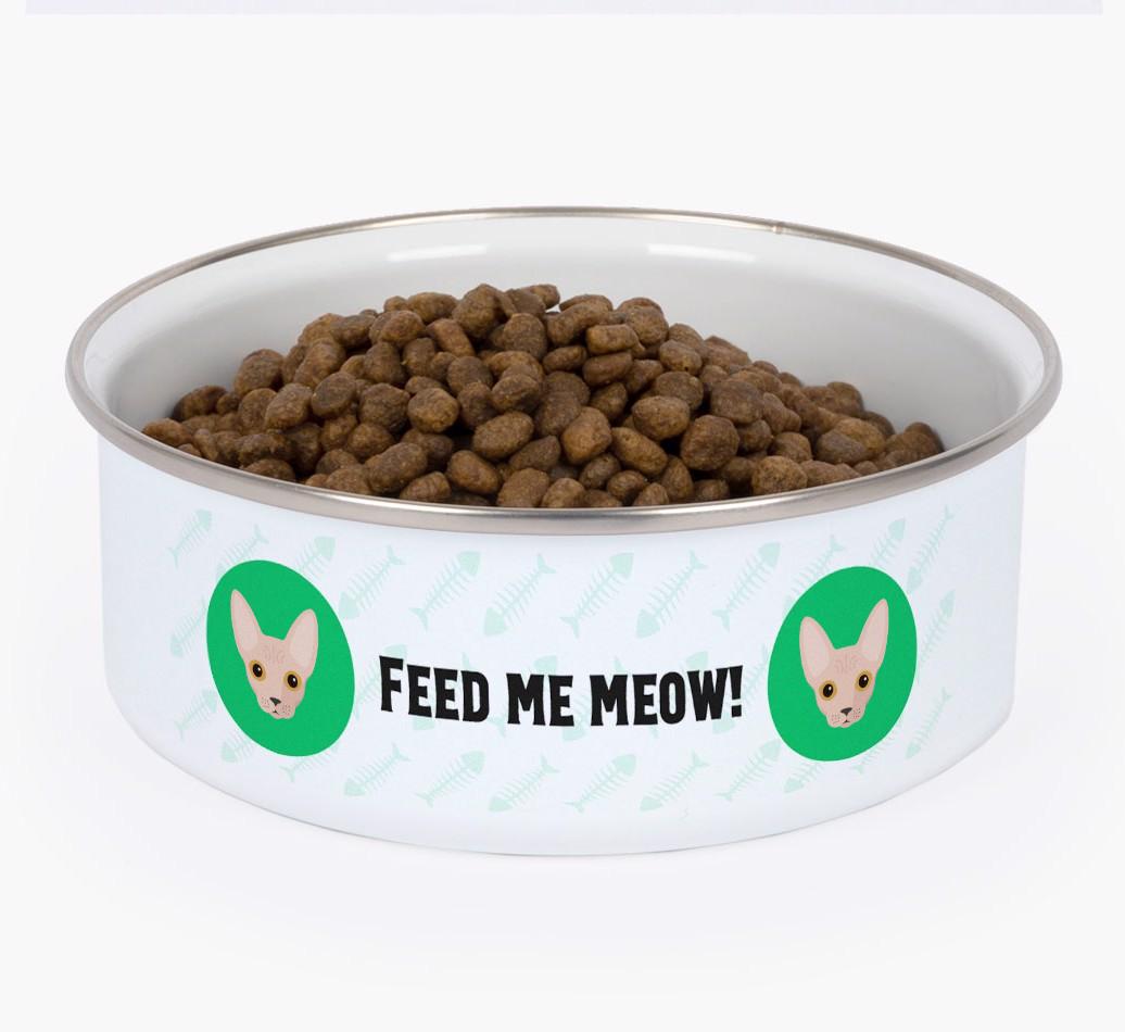 Feed Me Meow: Personalized {breedFullName} Enamel Cat Bowl