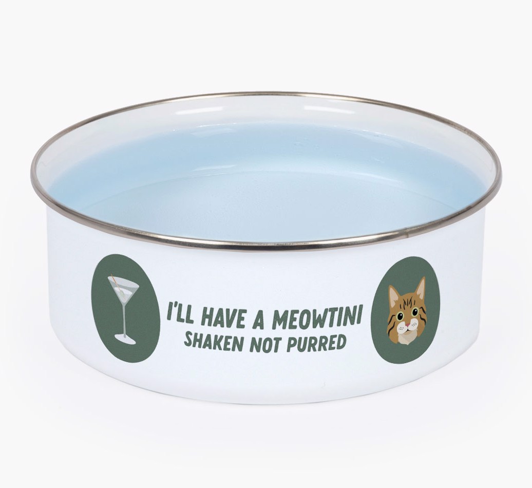 Meowtini: Personalised {breedCommonName} Enamel Cat Bowl