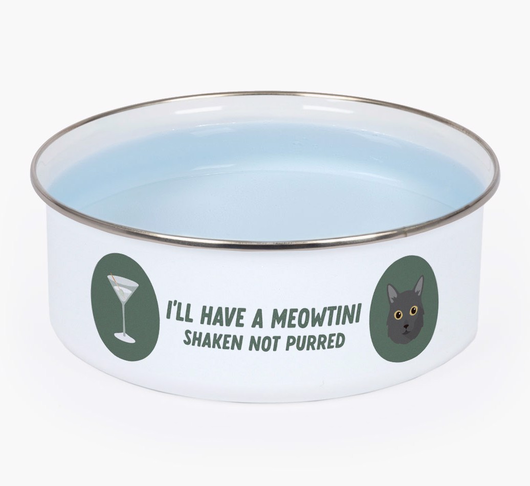 Meowtini: Personalised {breedCommonName} Enamel Cat Bowl
