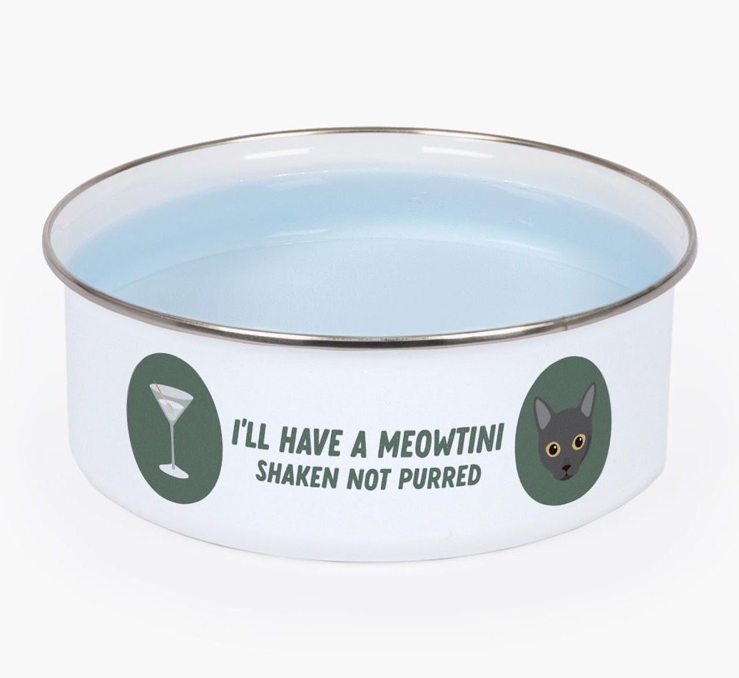 Meowtini: Personalised {breedCommonName} Enamel Cat Bowl