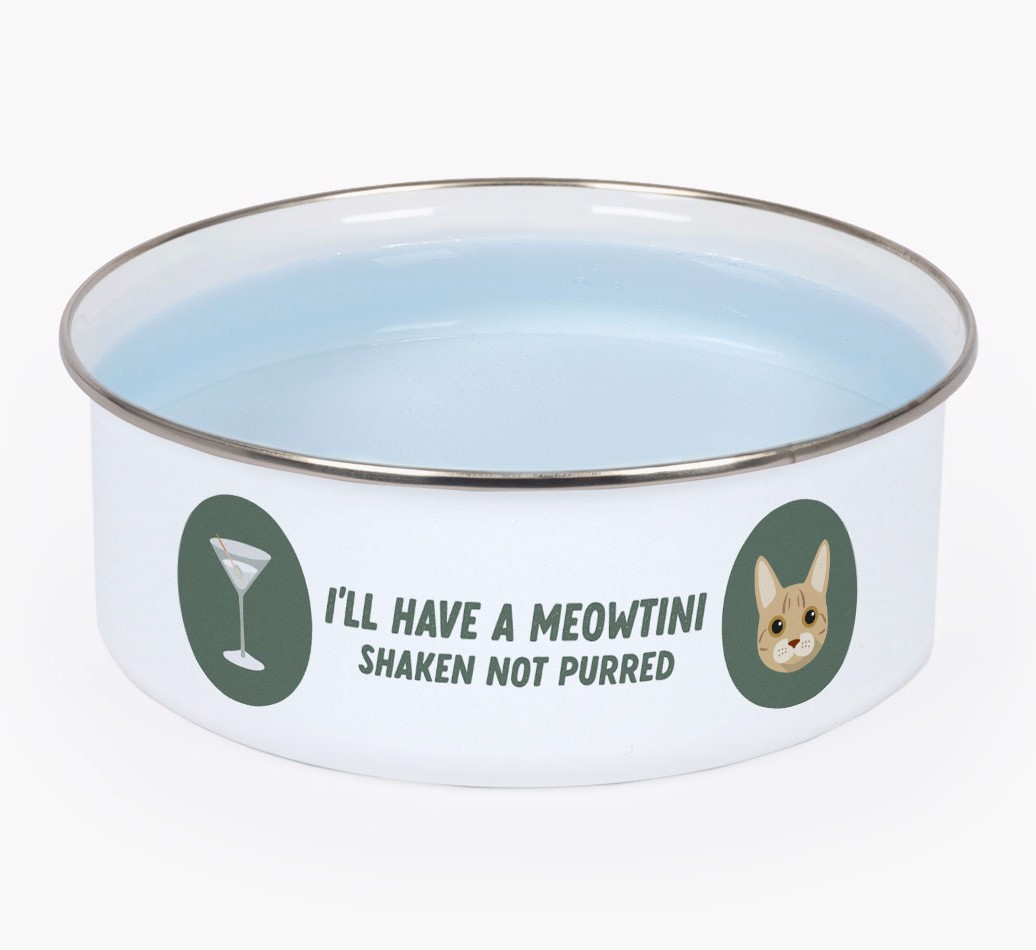 Meowtini: Personalised {breedCommonName} Enamel Cat Bowl