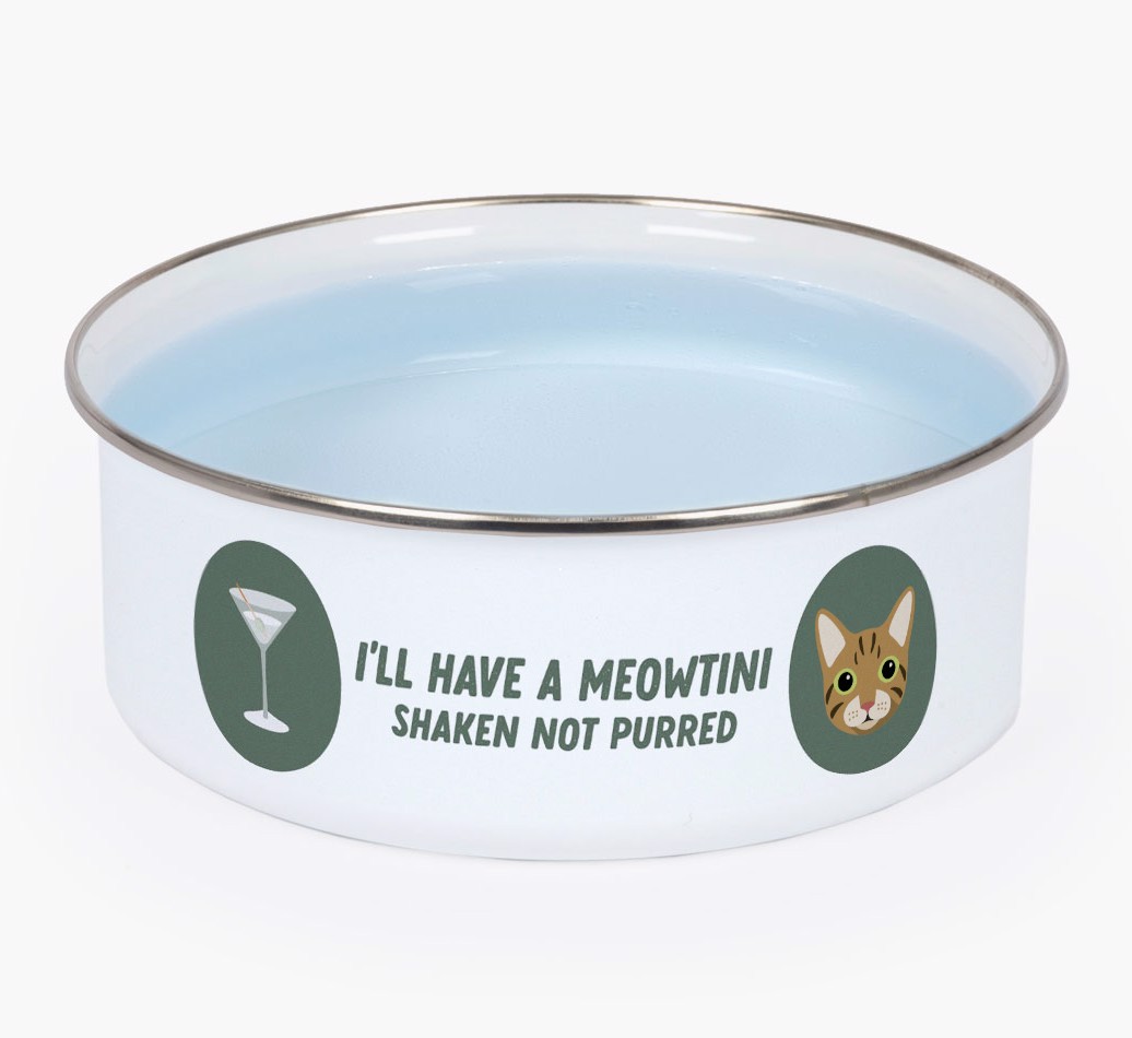 Meowtini: Personalised {breedCommonName} Enamel Cat Bowl