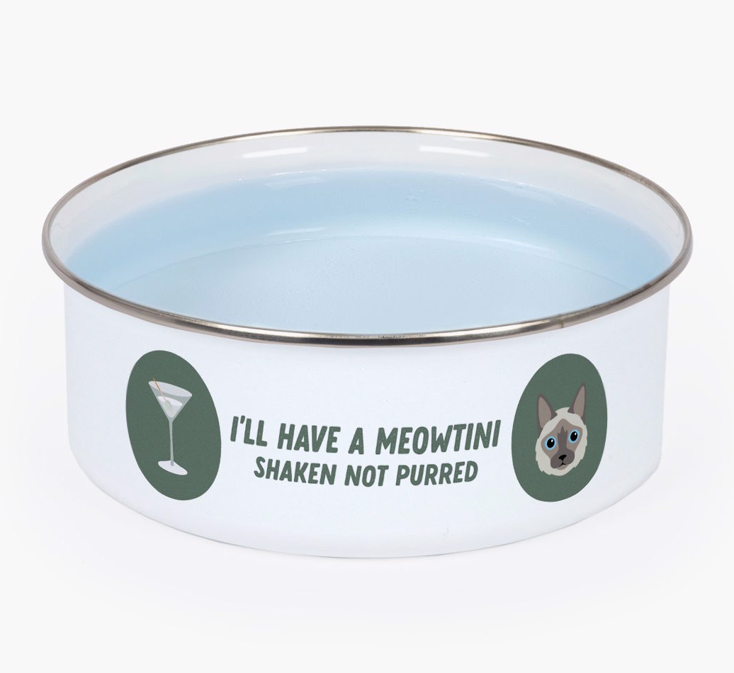 Meowtini: Personalised {breedCommonName} Enamel Cat Bowl