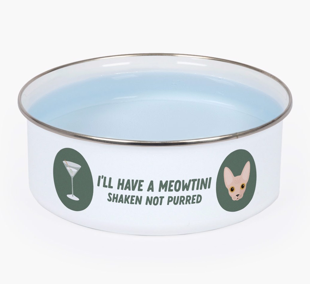 Meowtini: Personalised {breedCommonName} Enamel Cat Bowl