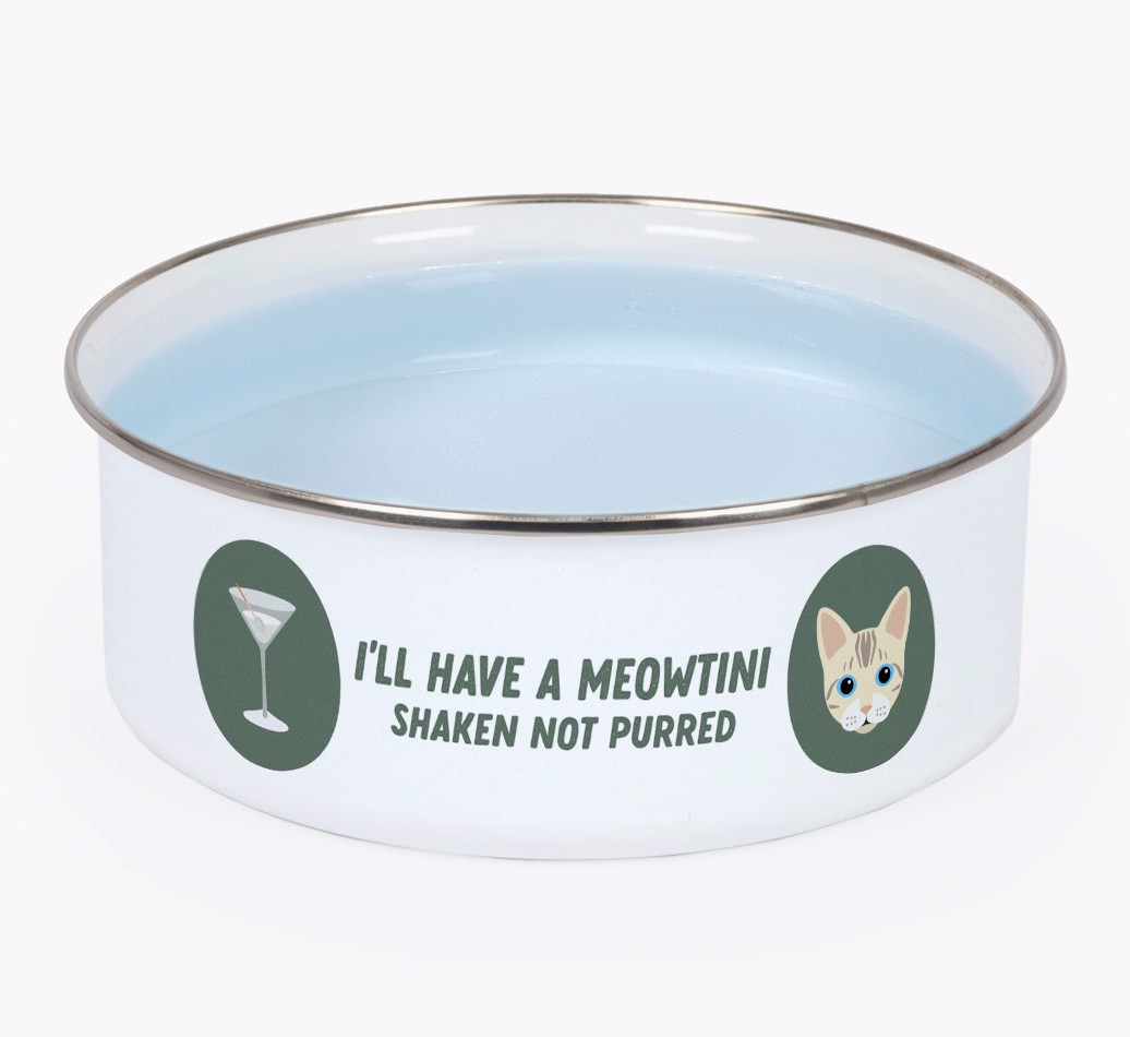 Meowtini: Personalised {breedCommonName} Enamel Cat Bowl