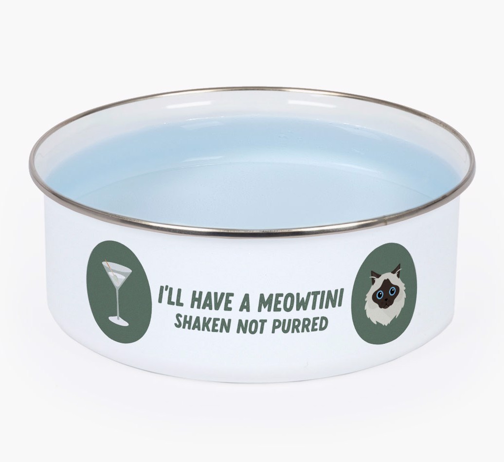 Meowtini: Personalised {breedCommonName} Enamel Cat Bowl