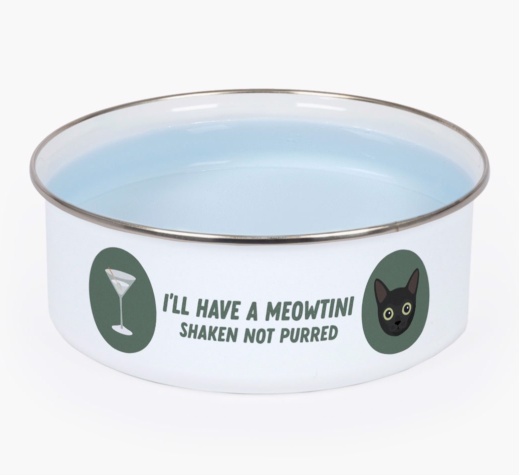 Meowtini: Personalised {breedCommonName} Enamel Cat Bowl