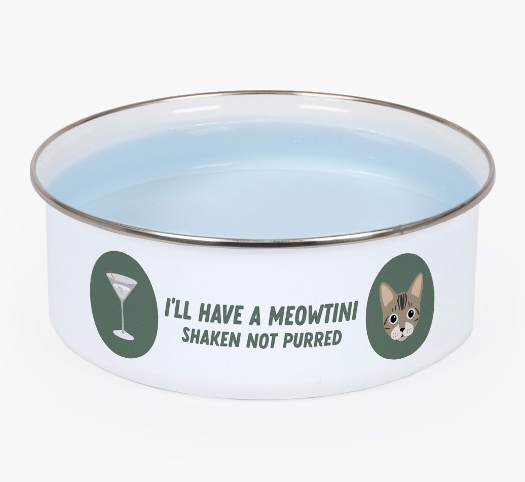 Meowtini: Personalised {breedCommonName} Enamel Cat Bowl