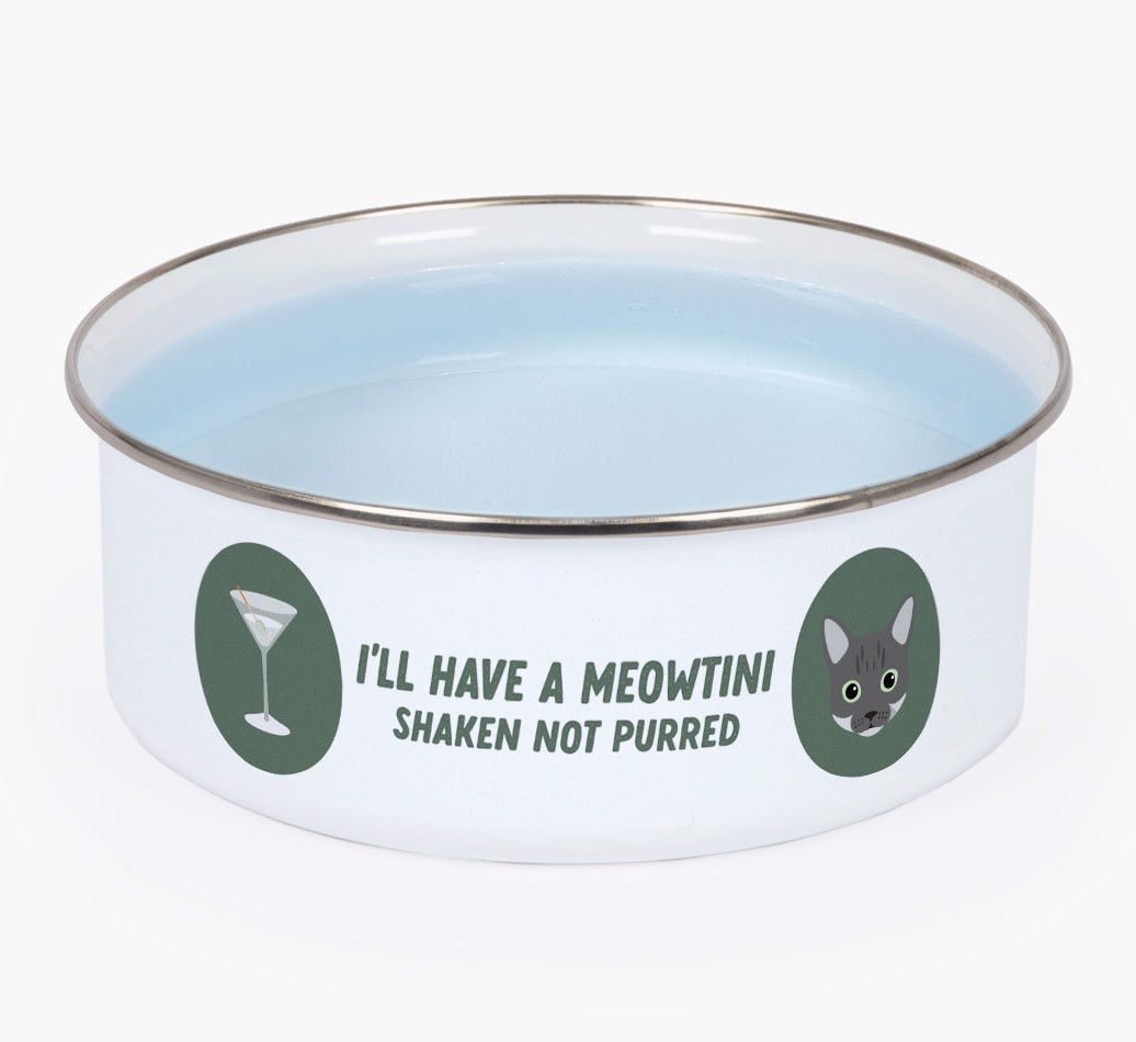 Meowtini: Personalised {breedCommonName} Enamel Cat Bowl