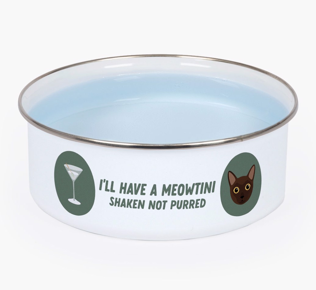 Meowtini: Personalised {breedCommonName} Enamel Cat Bowl