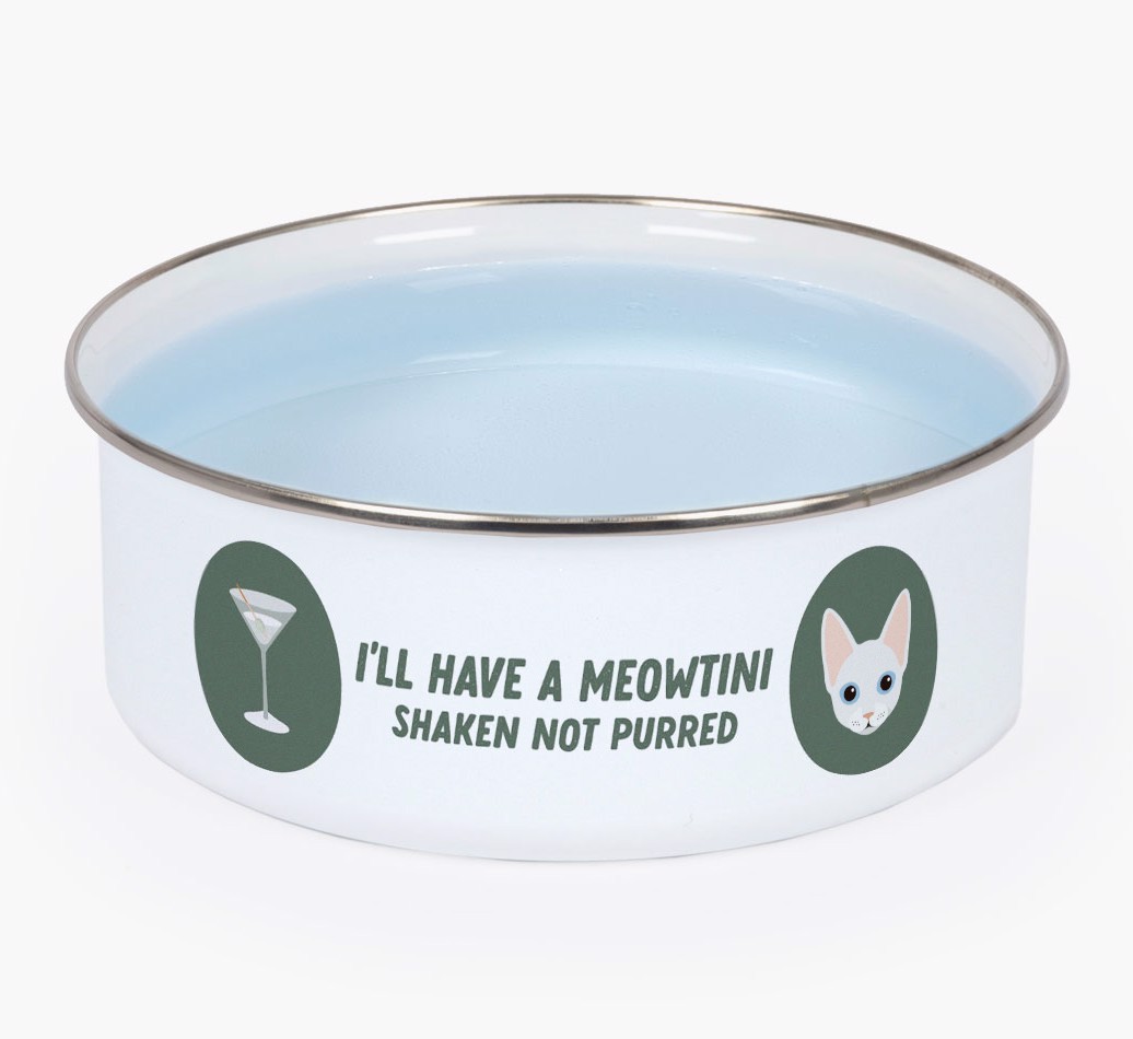 Meowtini: Personalised {breedCommonName} Enamel Cat Bowl