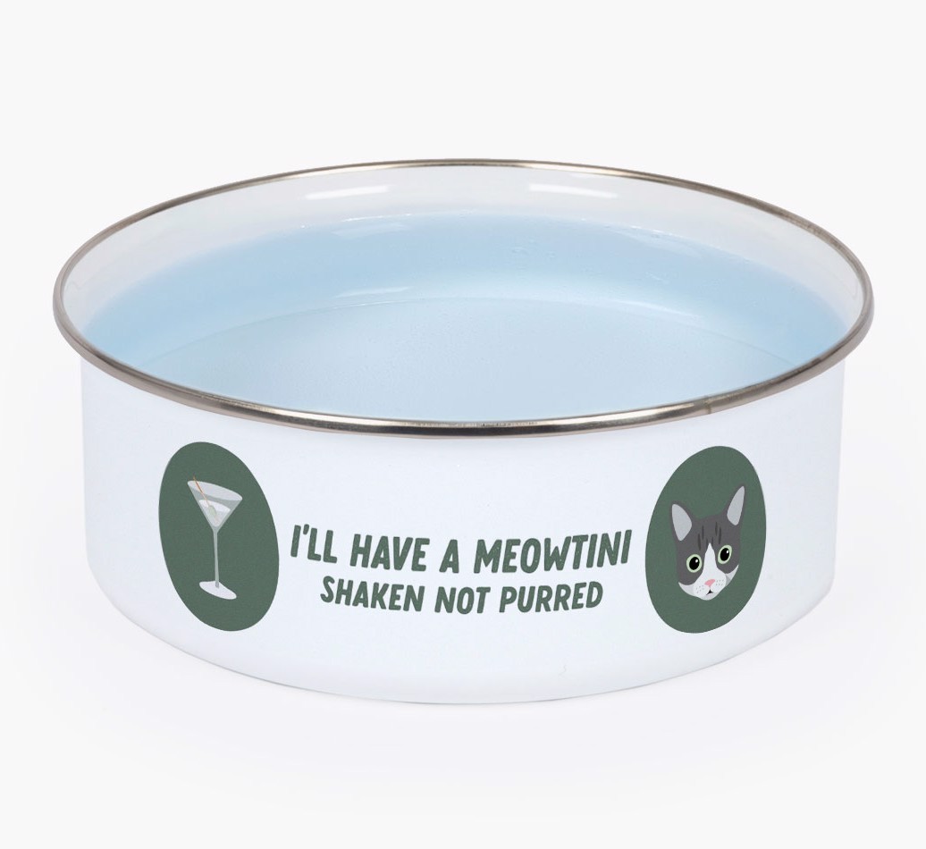 Meowtini: Personalised {breedCommonName} Enamel Cat Bowl