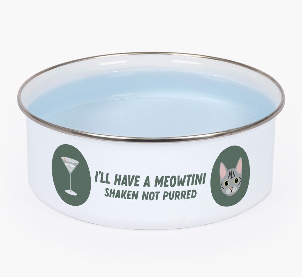 Meowtini: Personalised {breedCommonName} Enamel Cat Bowl