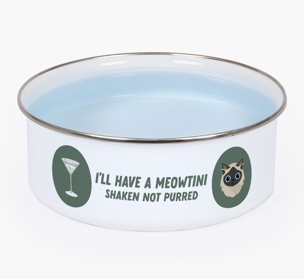 Meowtini: Personalised {breedCommonName} Enamel Cat Bowl