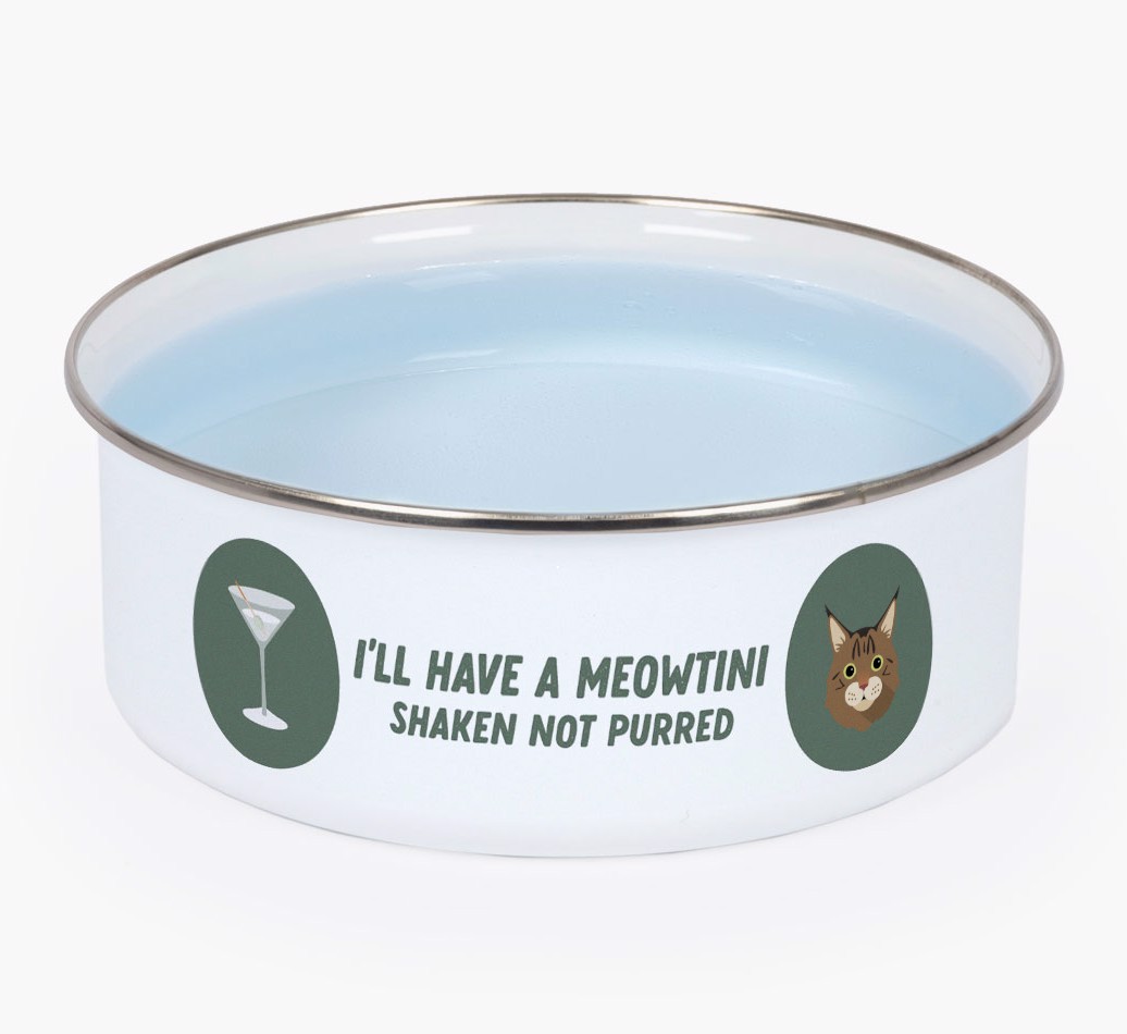 Meowtini: Personalised {breedCommonName} Enamel Cat Bowl