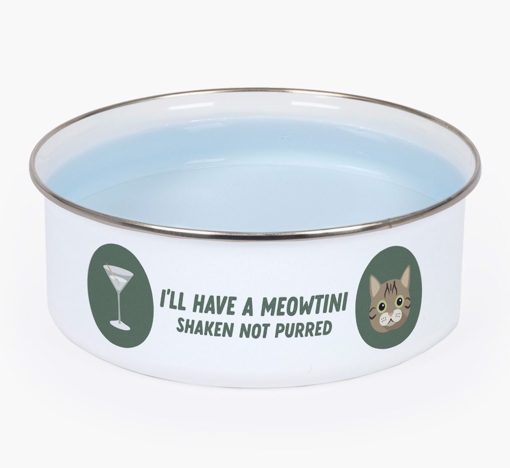 Meowtini: Personalised {breedCommonName} Enamel Cat Bowl