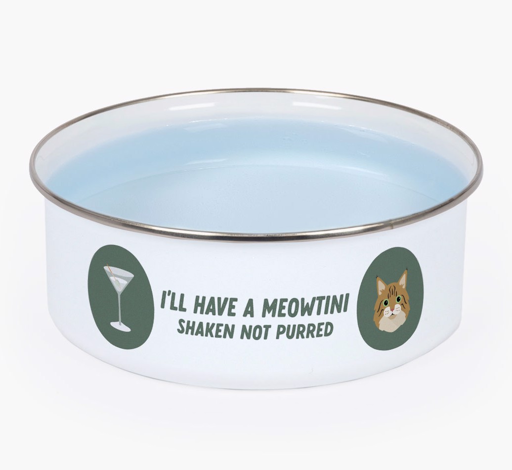 Meowtini: Personalised {breedCommonName} Enamel Cat Bowl