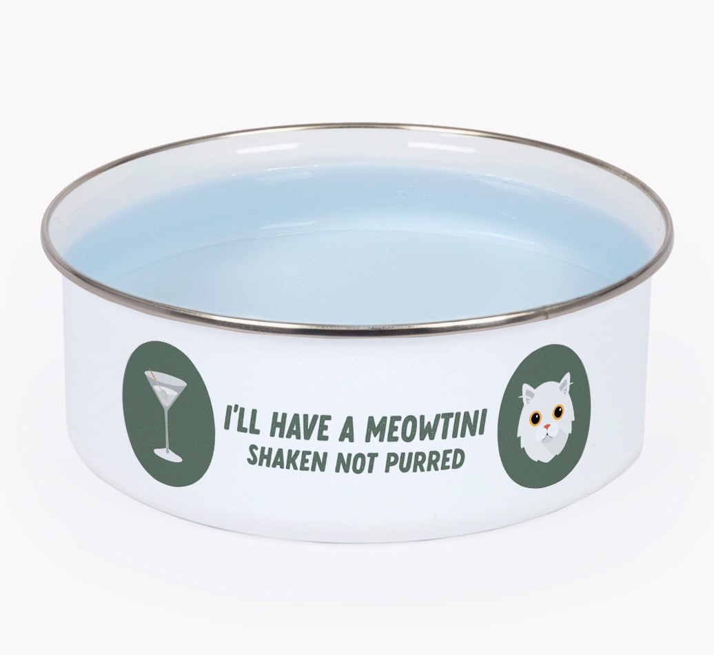 Meowtini: Personalised {breedCommonName} Enamel Cat Bowl