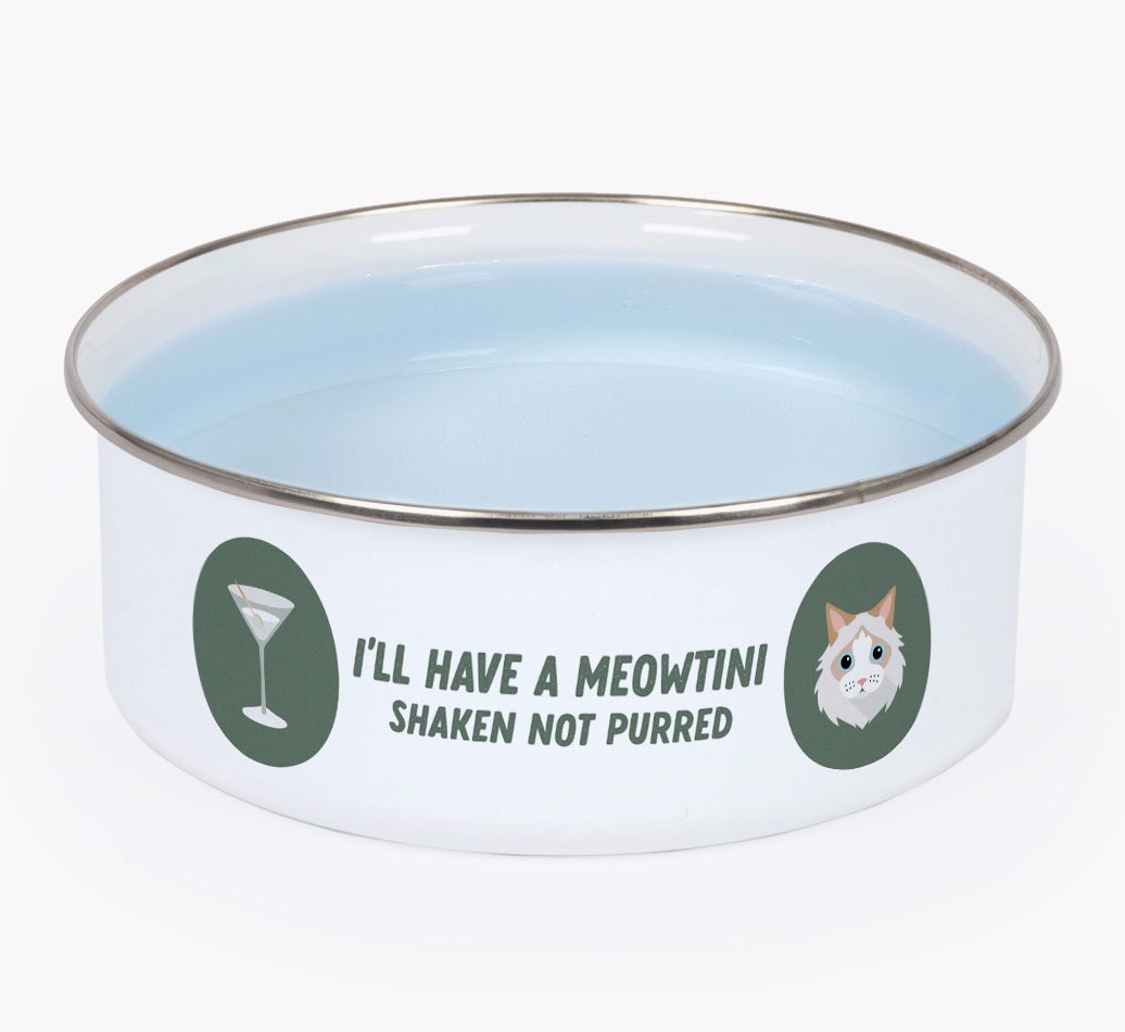 Meowtini: Personalised {breedCommonName} Enamel Cat Bowl
