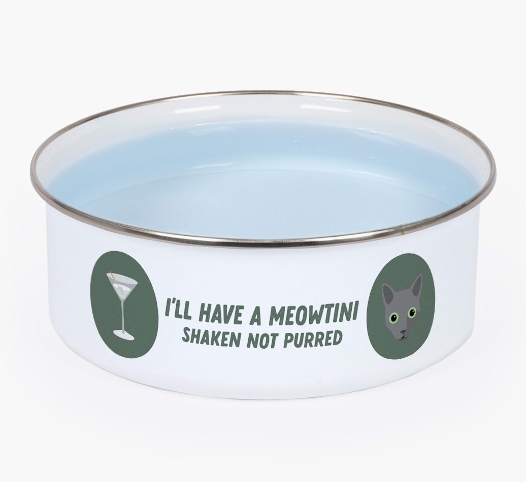 Meowtini: Personalised {breedCommonName} Enamel Cat Bowl