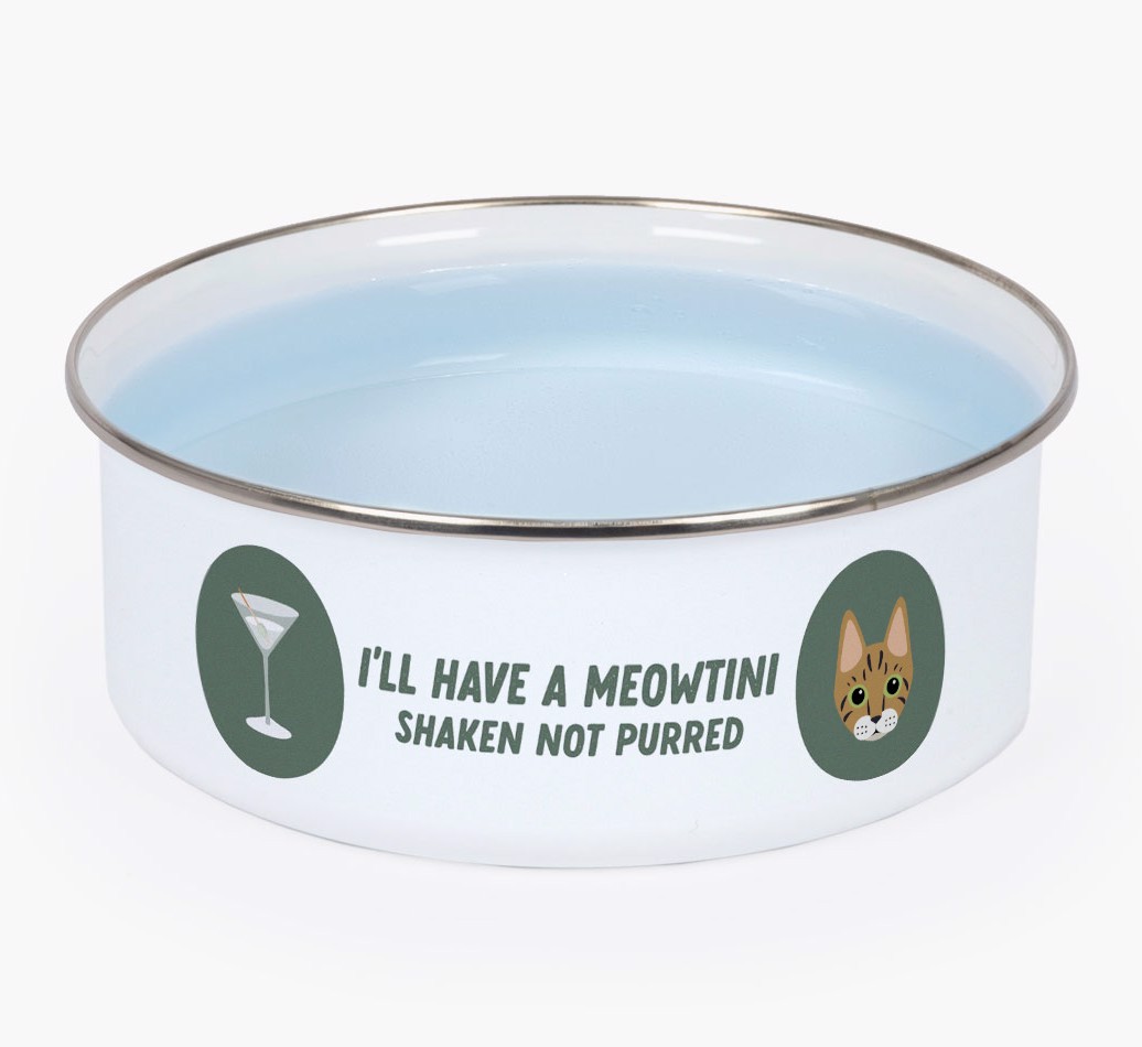 Meowtini: Personalised {breedCommonName} Enamel Cat Bowl