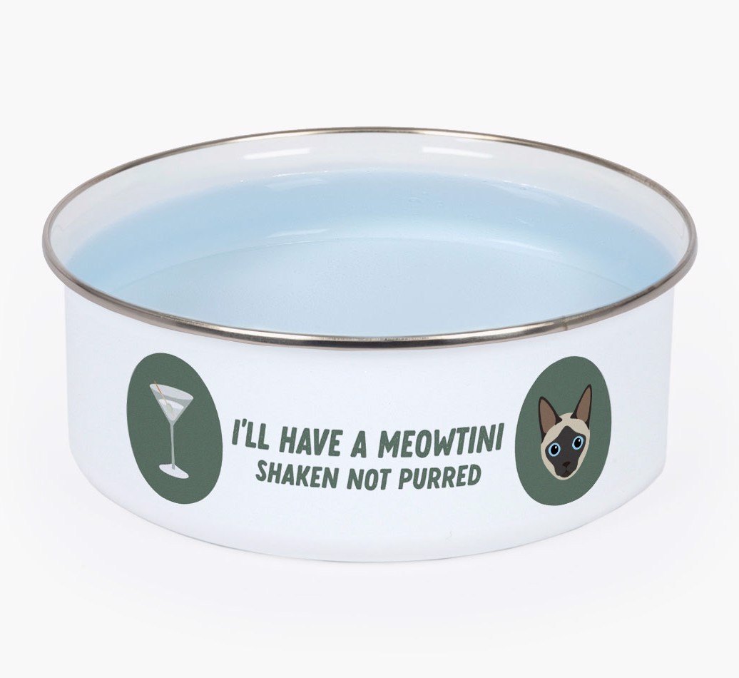 Meowtini: Personalised {breedCommonName} Enamel Cat Bowl