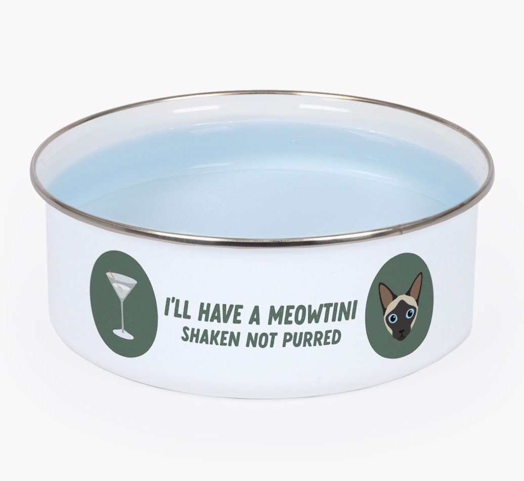 Meowtini: Personalised {breedCommonName} Enamel Cat Bowl