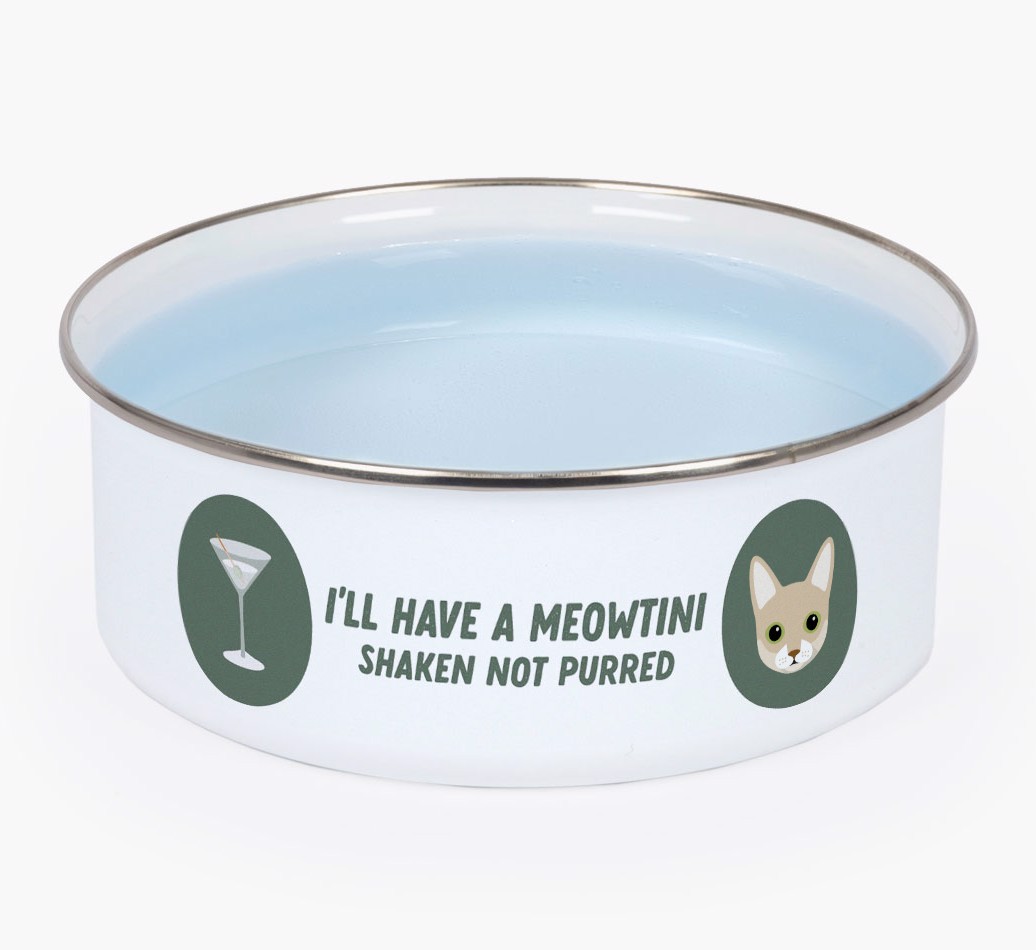 Meowtini: Personalised {breedCommonName} Enamel Cat Bowl