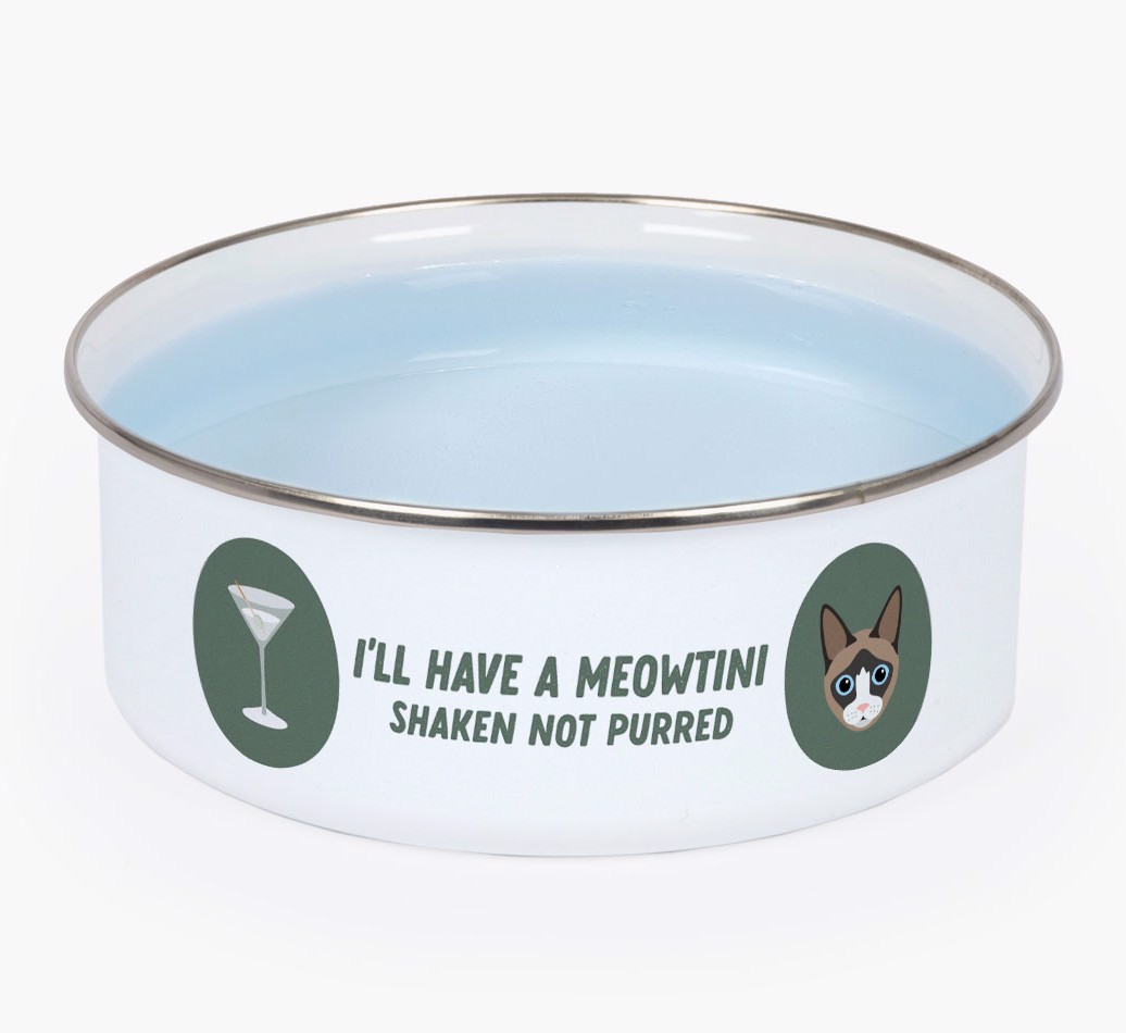 Meowtini: Personalised {breedCommonName} Enamel Cat Bowl