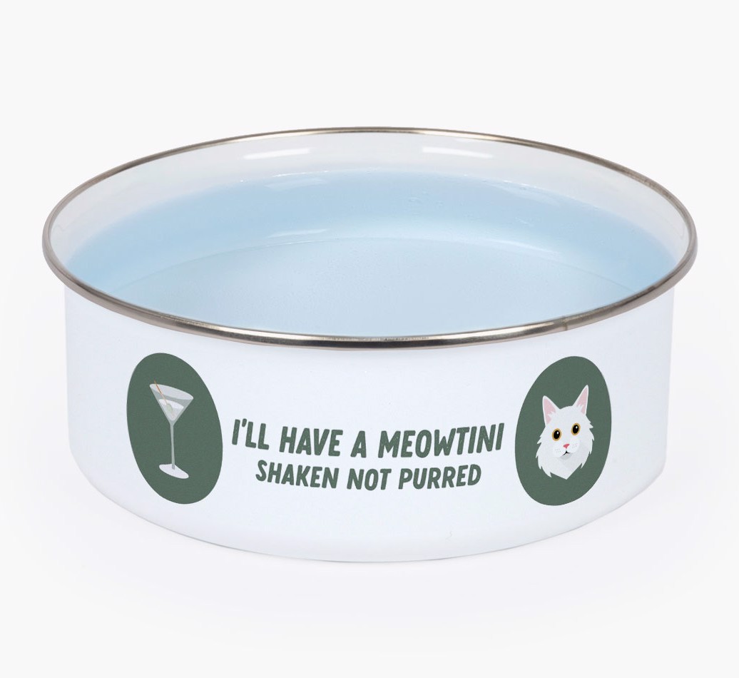 Meowtini: Personalised {breedCommonName} Enamel Cat Bowl