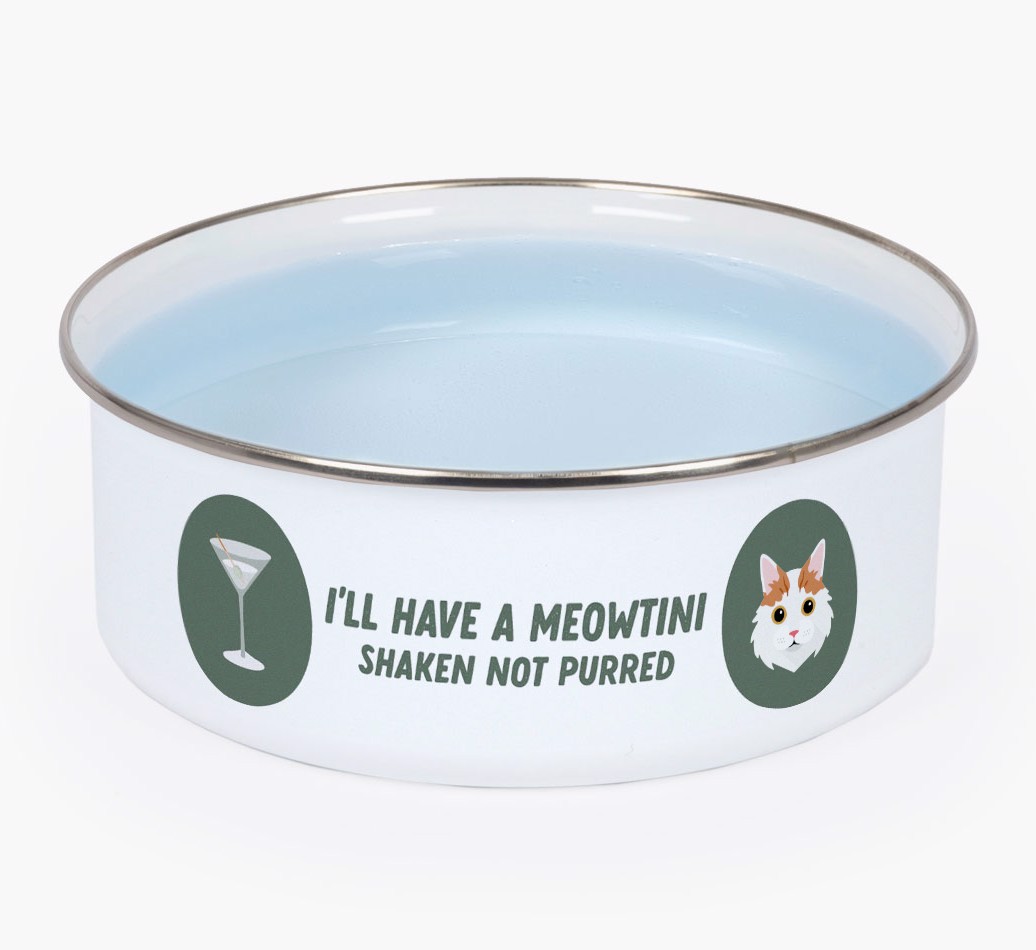 Meowtini: Personalised {breedCommonName} Enamel Cat Bowl