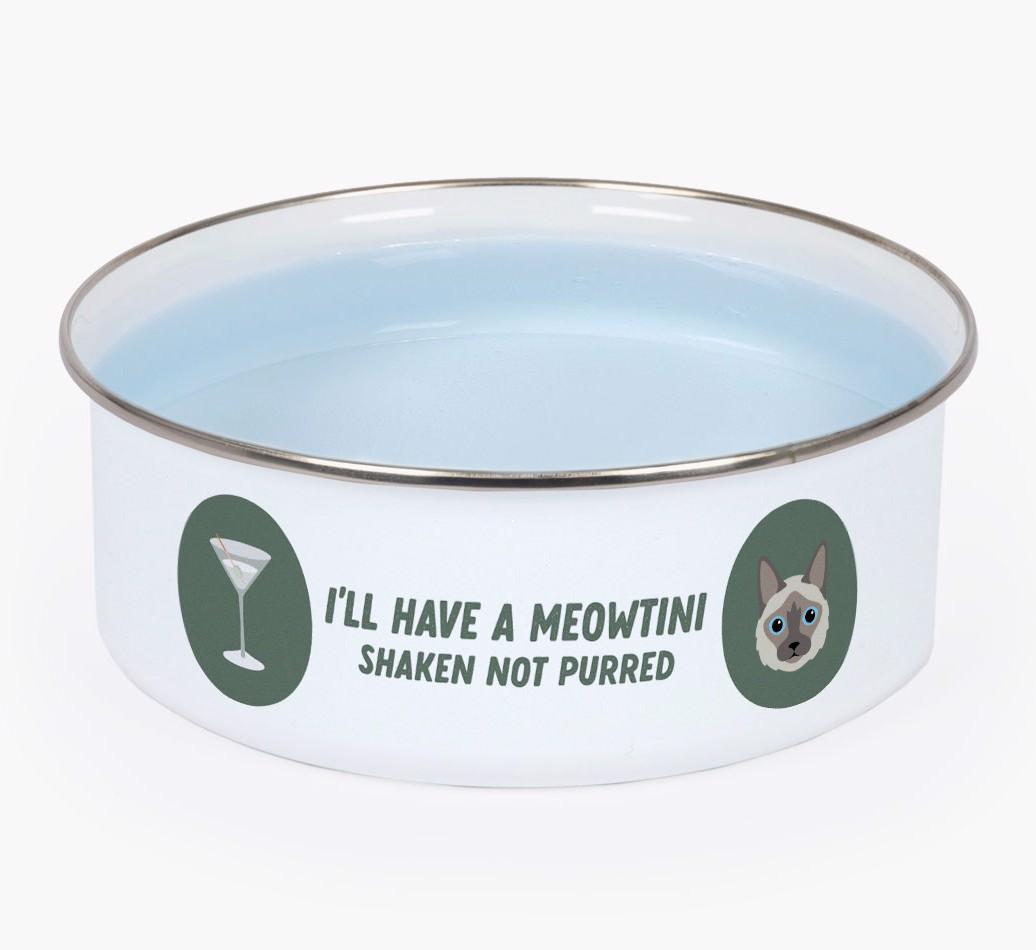 Meowtini: Personalized {breedFullName} Enamel Cat Bowl