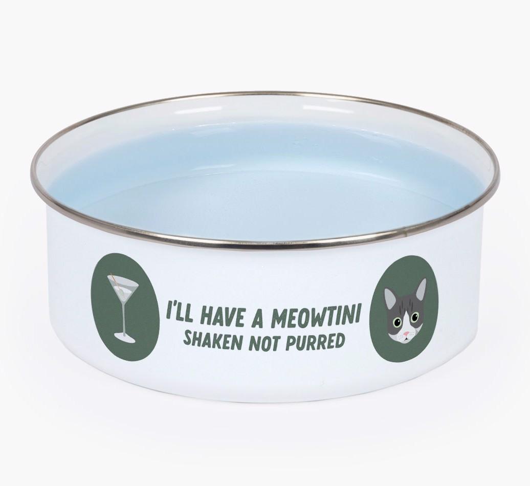 Meowtini: Personalized {breedFullName} Enamel Cat Bowl
